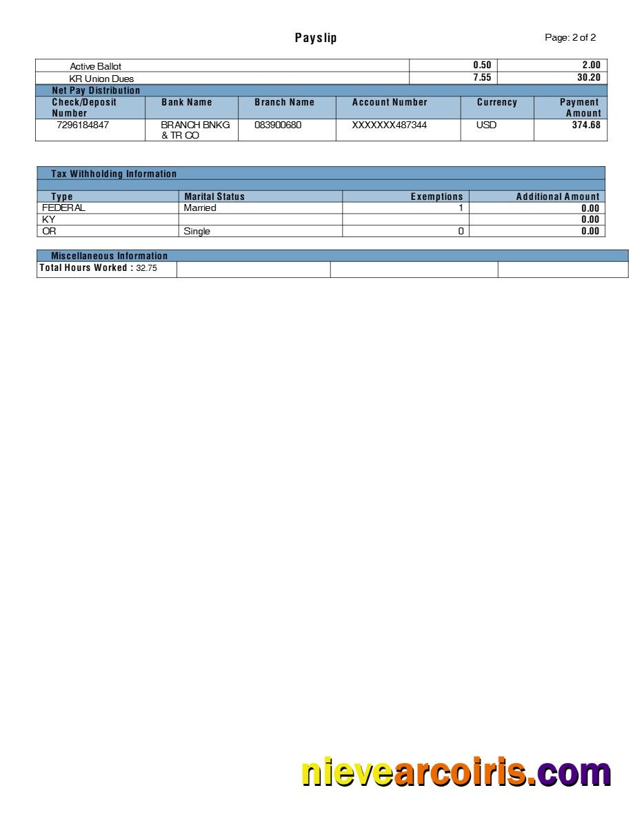 Kroger grocery payslip 2